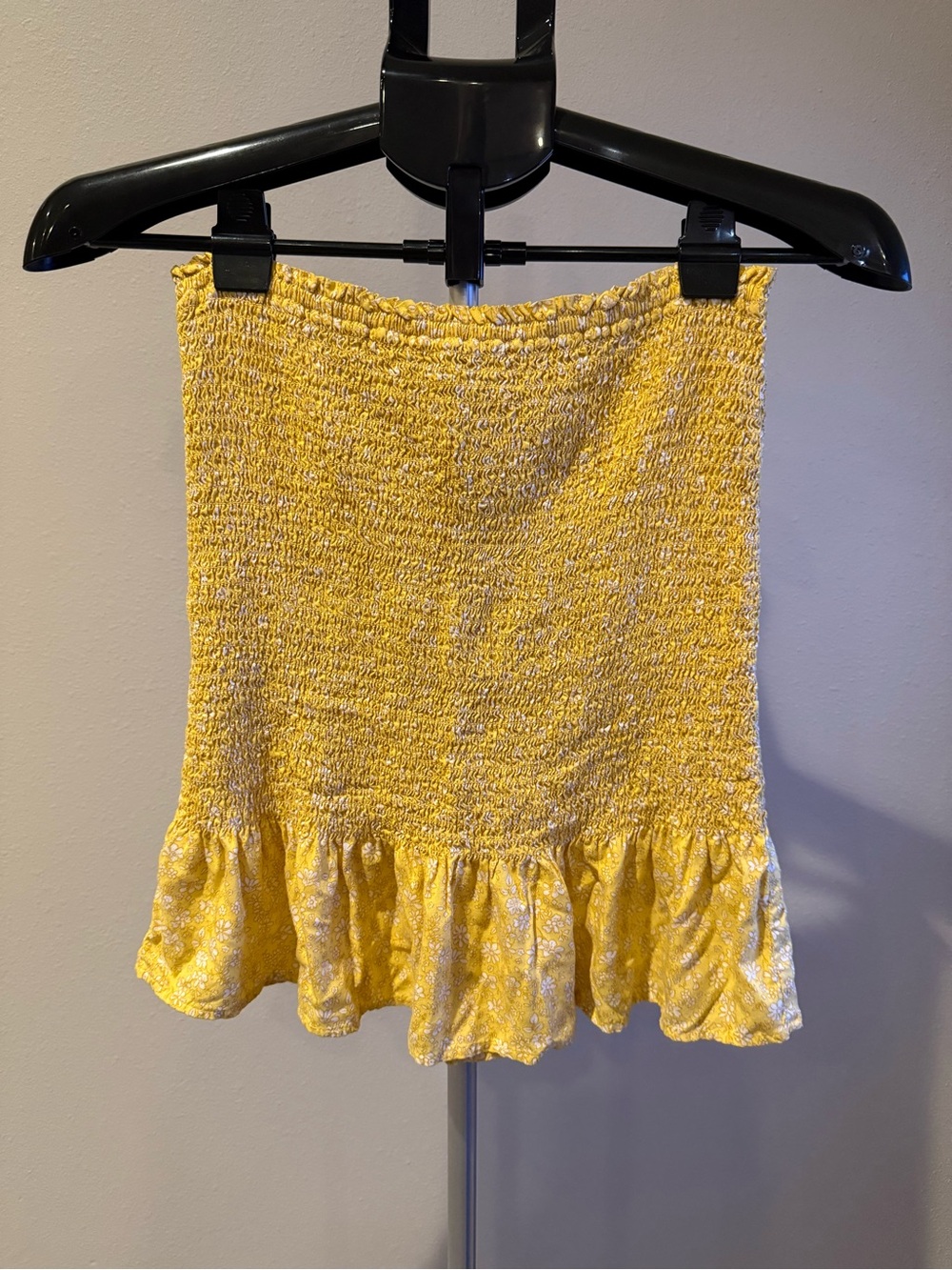Hollister Yellow Smocked Ruffle Mini Skirt